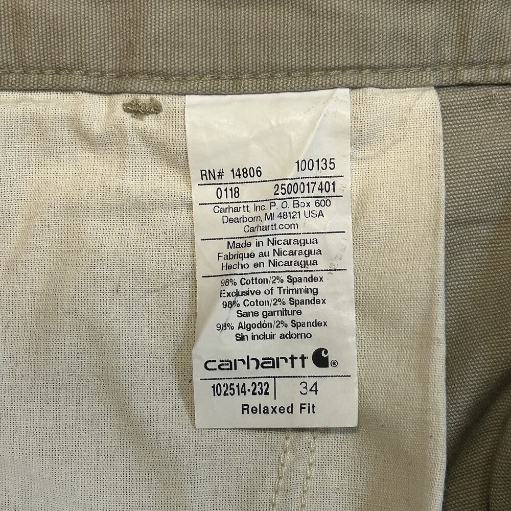 Carhartt Relaxed Fit Canvas Carpenter Utility Work Shorts Sz‎ 34 Beige 10 in. - Picture 4 of 4